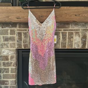 Homecoming Hot Pink Gold Sequins Dress Size 5/6